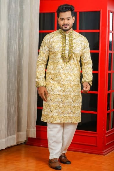 ডিজিটাল প্রিন্টেড সিকুয়েন্স এম্ব্রয়ডারি পাঞ্জাবি